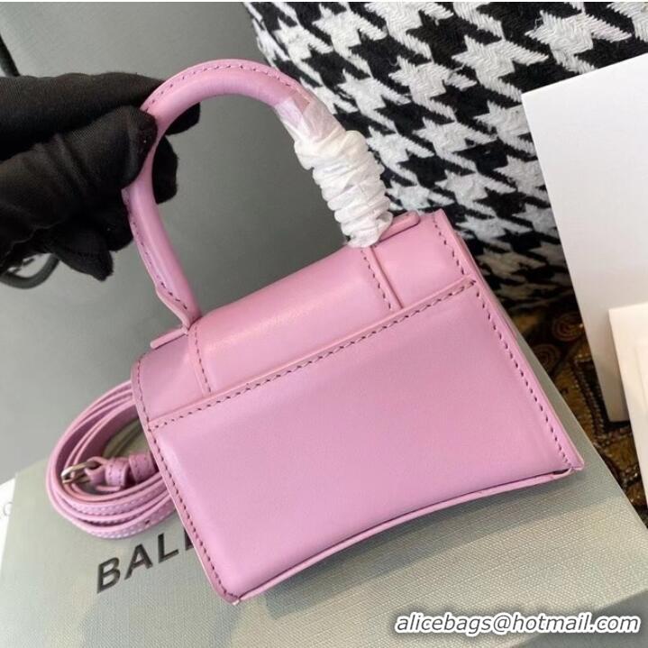 Buy Cheap Balenciaga WOMENS HOURGLASS MINI TOP HANDLE BAG shiny box calfskin M8000 pink