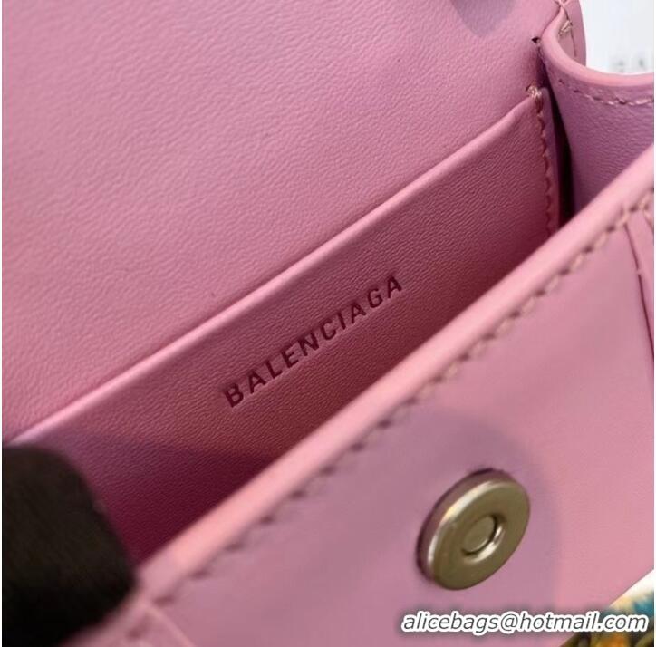 Buy Cheap Balenciaga WOMENS HOURGLASS MINI TOP HANDLE BAG shiny box calfskin M8000 pink