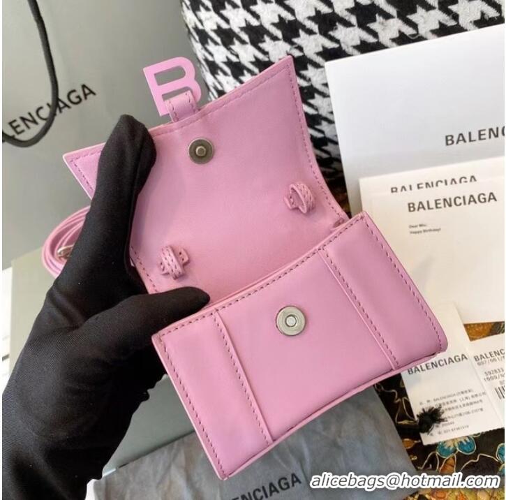 Buy Cheap Balenciaga WOMENS HOURGLASS MINI TOP HANDLE BAG shiny box calfskin M8000 pink