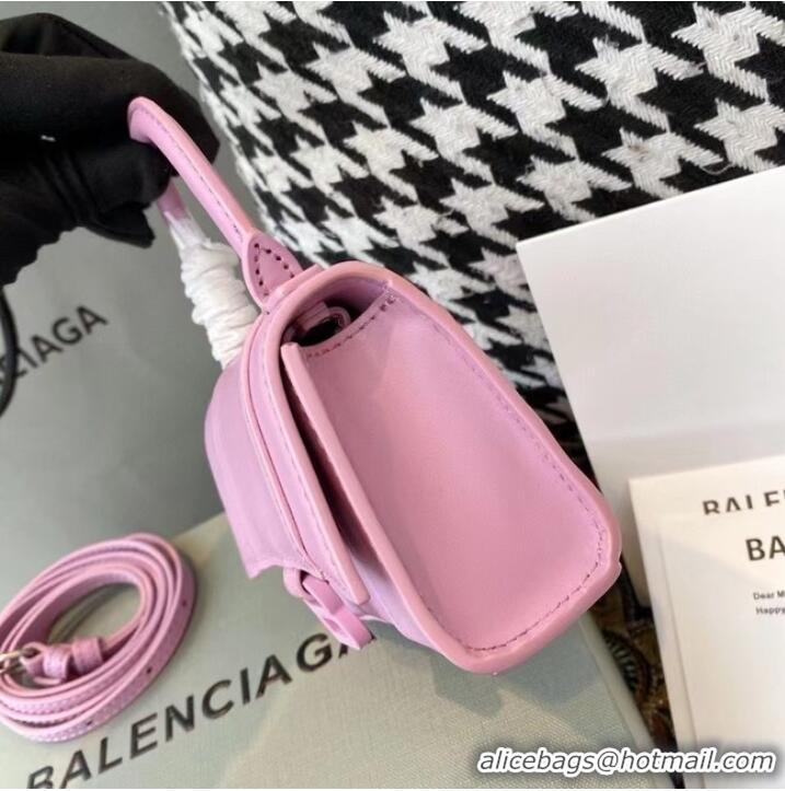 Buy Cheap Balenciaga WOMENS HOURGLASS MINI TOP HANDLE BAG shiny box calfskin M8000 pink