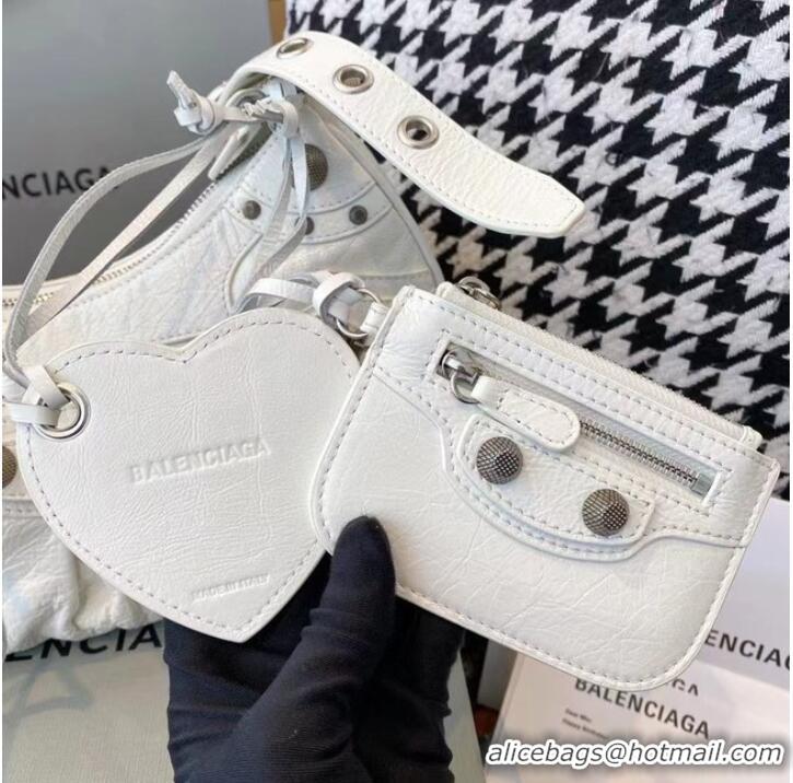 Unique Grade Balenciaga WOMENS LE CAGOLE MEDIUM SHOULDER BAG IN WHITE 27541