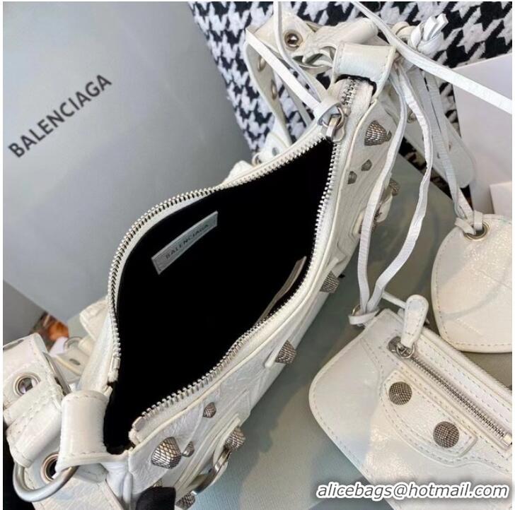 Unique Grade Balenciaga WOMENS LE CAGOLE MEDIUM SHOULDER BAG IN WHITE 27541