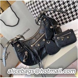 Shop Grade Balenciaga WOMENS LE CAGOLE MEDIUM SHOULDER BAG IN BLACK 27541