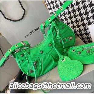 Buy Discount Balenciaga WOMENS LE CAGOLE MEDIUM SHOULDER BAG IN GREEN 27541