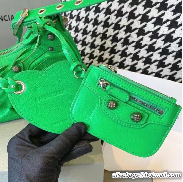 Buy Discount Balenciaga WOMENS LE CAGOLE MEDIUM SHOULDER BAG IN GREEN 27541