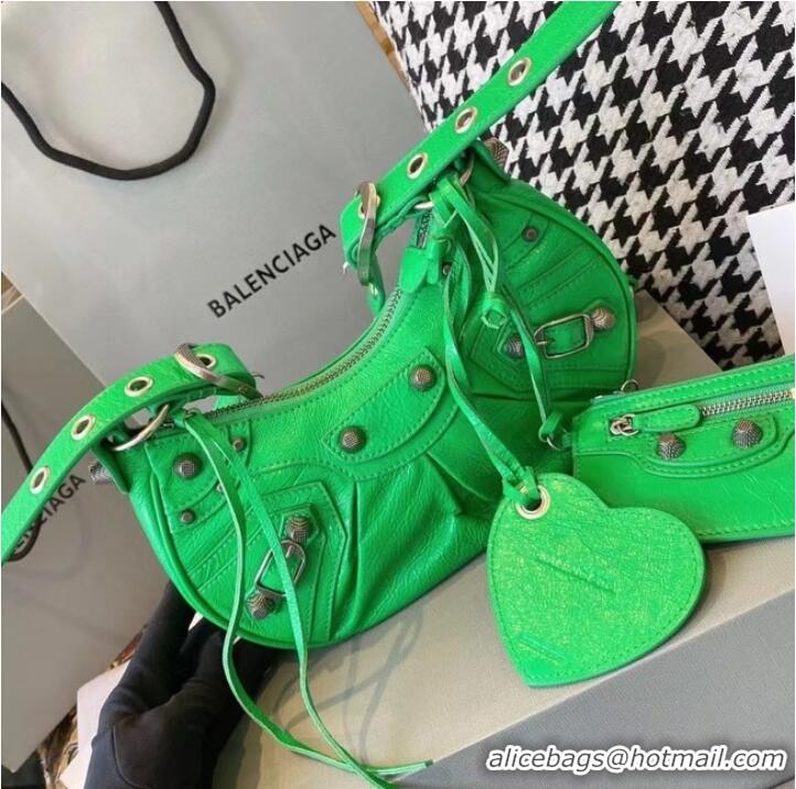 Buy Discount Balenciaga WOMENS LE CAGOLE MEDIUM SHOULDER BAG IN GREEN 27541