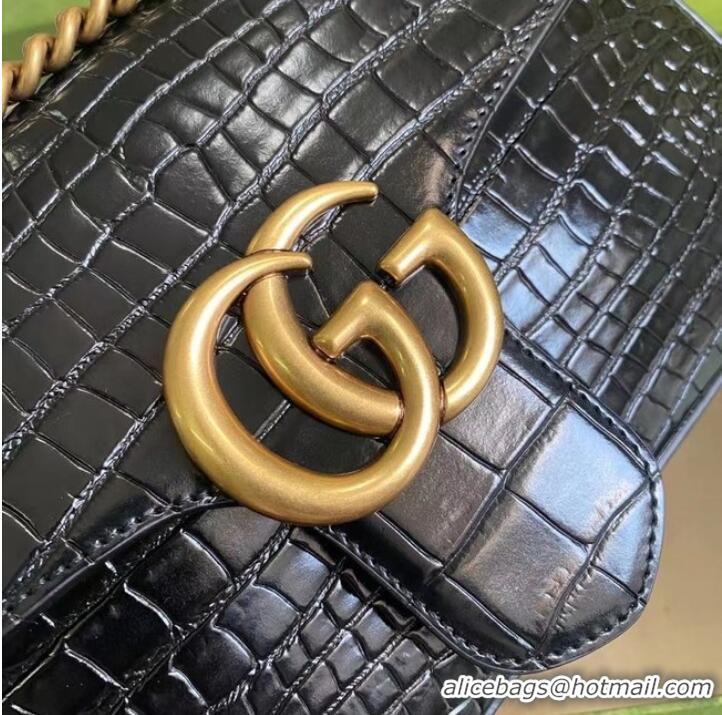 Buy Classic Gucci GG Marmont crocodile small shoulder bag 443497 black