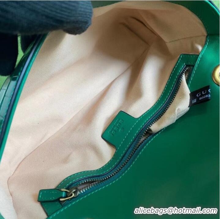 Original Cheap Gucci GG Marmont crocodile small shoulder bag 443497 green