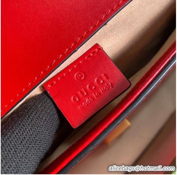 Cheapest Gucci GG Marmont crocodile mini top handle bag 547260 red