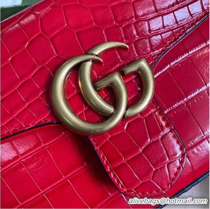 Cheapest Gucci GG Marmont crocodile mini top handle bag 547260 red