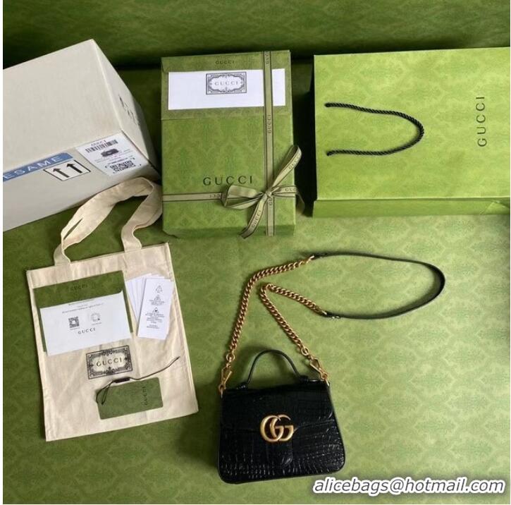 Wholesale Gucci GG Marmont crocodile mini top handle bag 547260 black