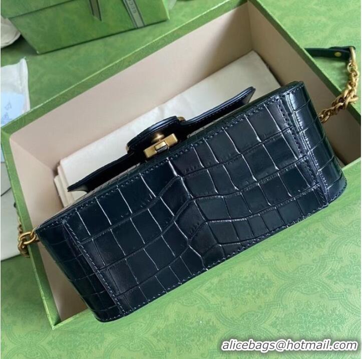 Wholesale Gucci GG Marmont crocodile mini top handle bag 547260 black