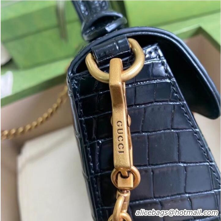 Wholesale Gucci GG Marmont crocodile mini top handle bag 547260 black