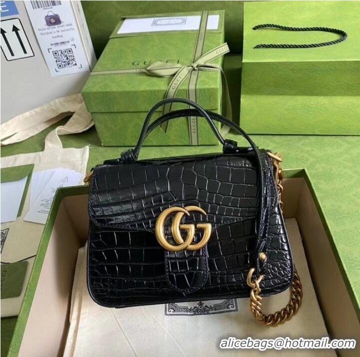 Wholesale Gucci GG Marmont crocodile mini top handle bag 547260 black