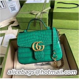 Discount Gucci GG Marmont crocodile mini top handle bag 547260 green