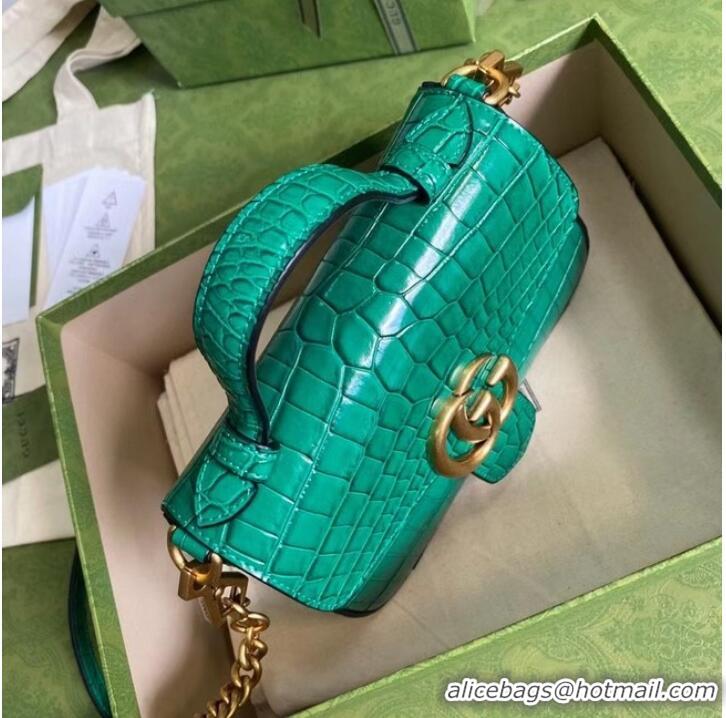 Discount Gucci GG Marmont crocodile mini top handle bag 547260 green