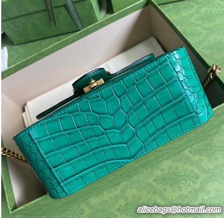 Discount Gucci GG Marmont crocodile mini top handle bag 547260 green