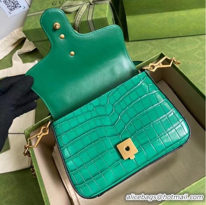 Discount Gucci GG Marmont crocodile mini top handle bag 547260 green