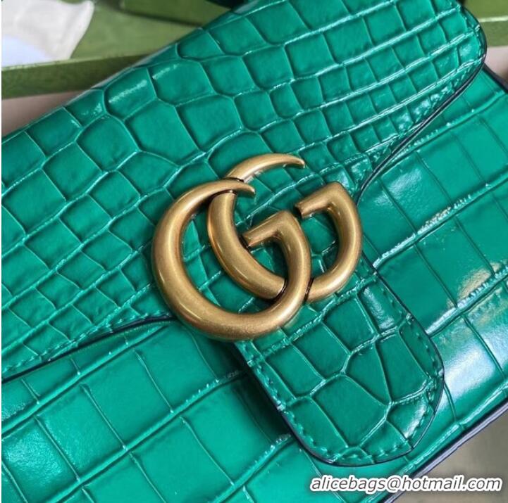 Discount Gucci GG Marmont crocodile mini top handle bag 547260 green