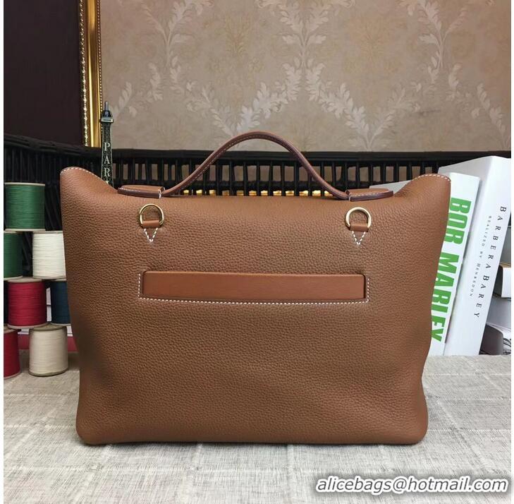 Unique Grade Hermes Kelly Original togo Leather Tote Bag H2424 Brown