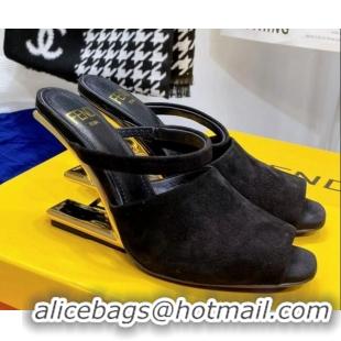 Low Price Fendi First Suede High-Heel Sandals 8cm 082013 Black