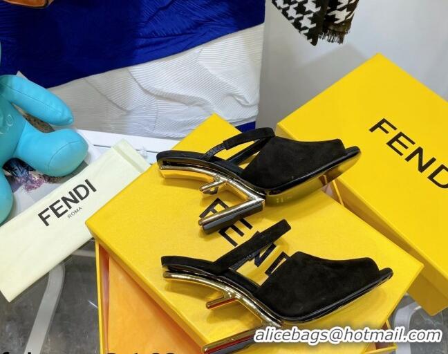 Low Price Fendi First Suede High-Heel Sandals 8cm 082013 Black