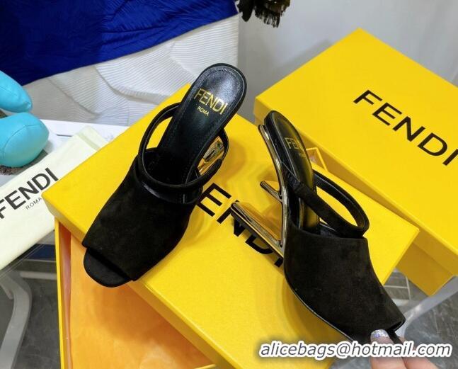 Low Price Fendi First Suede High-Heel Sandals 8cm 082013 Black