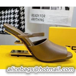 Top Sale Fendi First Calfskin High-Heel Sandals 8cm Brown 082014