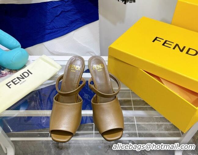 Top Sale Fendi First Calfskin High-Heel Sandals 8cm Brown 082014