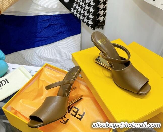 Top Sale Fendi First Calfskin High-Heel Sandals 8cm Brown 082014