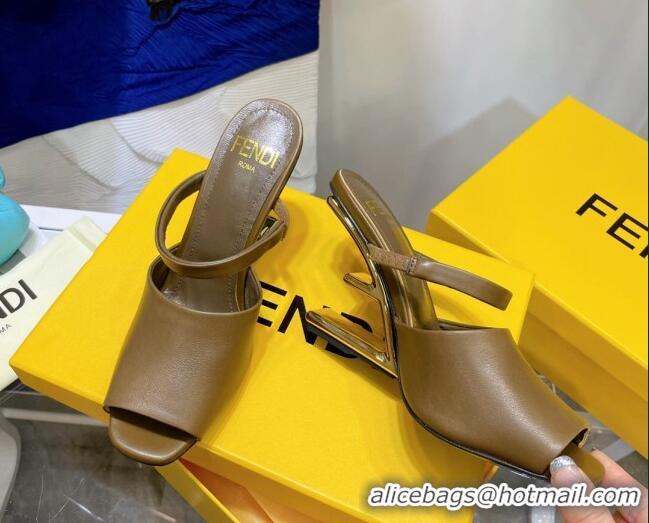 Top Sale Fendi First Calfskin High-Heel Sandals 8cm Brown 082014