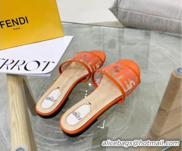 New Style Fendi FF Transparent Flat Slide Sandals 091725 Orange 2021