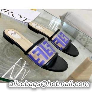 Best Quality Fendi FF Transparent Flat Slide Sandals 091726 Blue