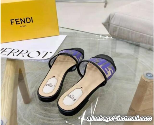 Best Quality Fendi FF Transparent Flat Slide Sandals 091726 Blue