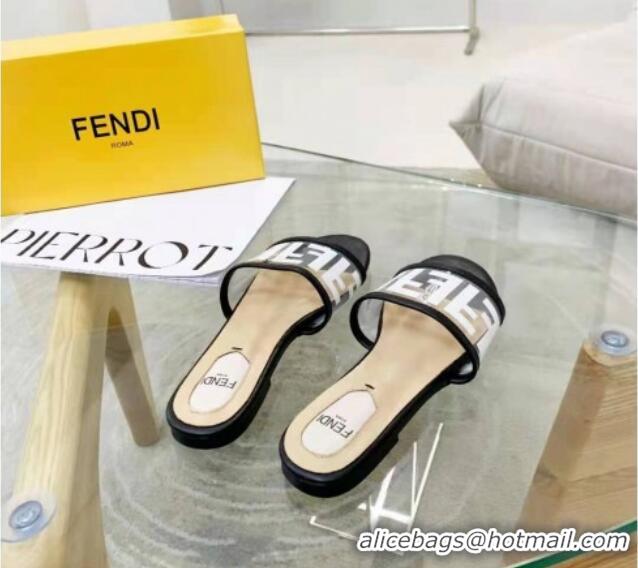 Unique Style Fendi FF Transparent Flat Slide Sandals 091726 White