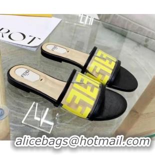 Top Grade Fendi FF Transparent Flat Slide Sandals 091726 Yellow