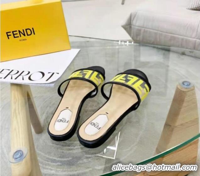 Top Grade Fendi FF Transparent Flat Slide Sandals 091726 Yellow