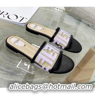 Low Price Fendi FF Transparent Flat Slide Sandals 091726 Purple