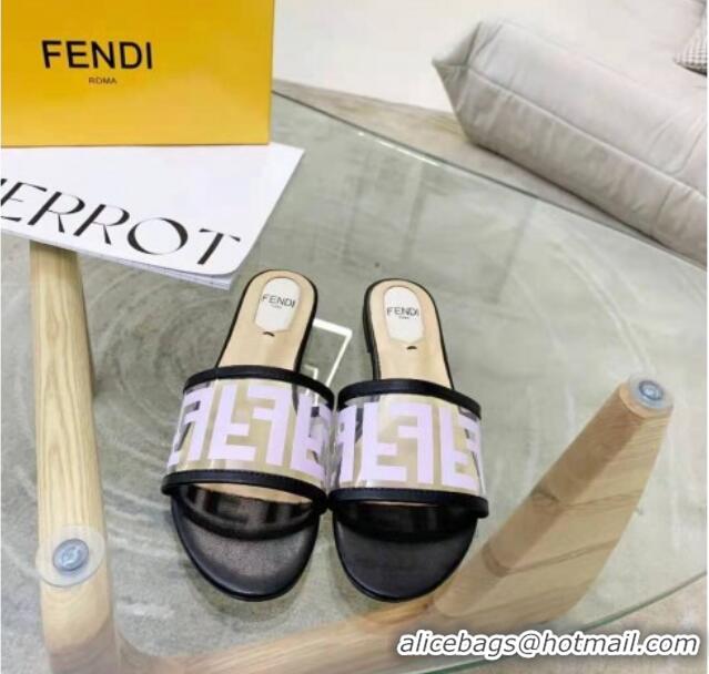 Low Price Fendi FF Transparent Flat Slide Sandals 091726 Purple