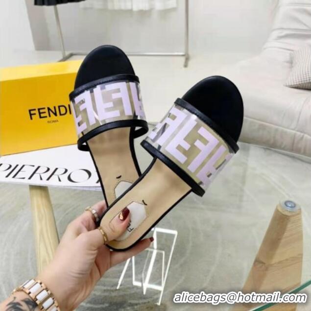 Low Price Fendi FF Transparent Flat Slide Sandals 091726 Purple