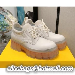 Affordable Price Fendi Force Calfskin FF Lug Sole Lace-up 092453 White