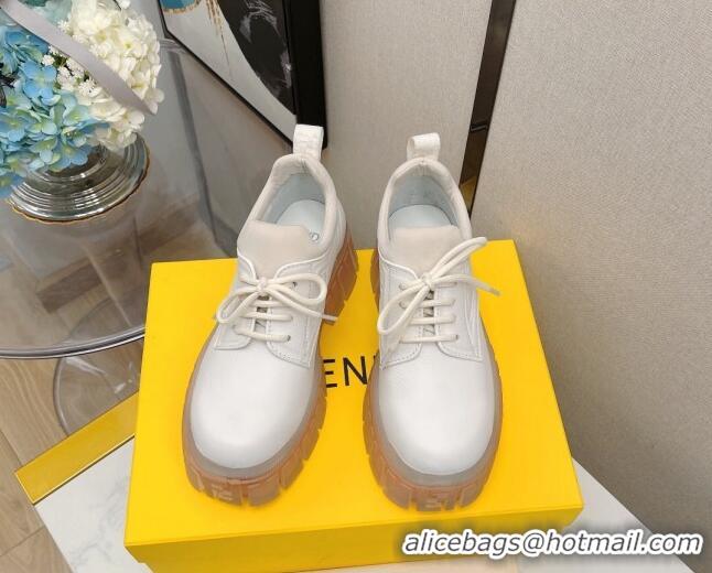 Affordable Price Fendi Force Calfskin FF Lug Sole Lace-up 092453 White