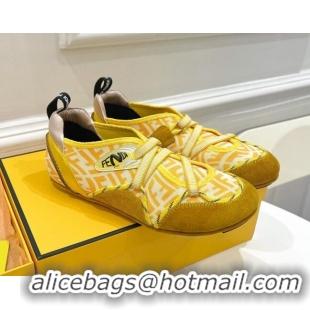 Most Popular Fendi Flex Sneakers in Yellow Suede and Mesh 092456