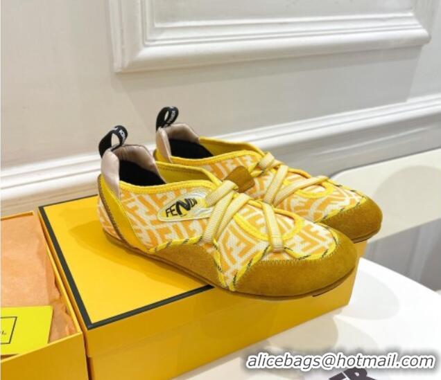 Most Popular Fendi Flex Sneakers in Yellow Suede and Mesh 092456