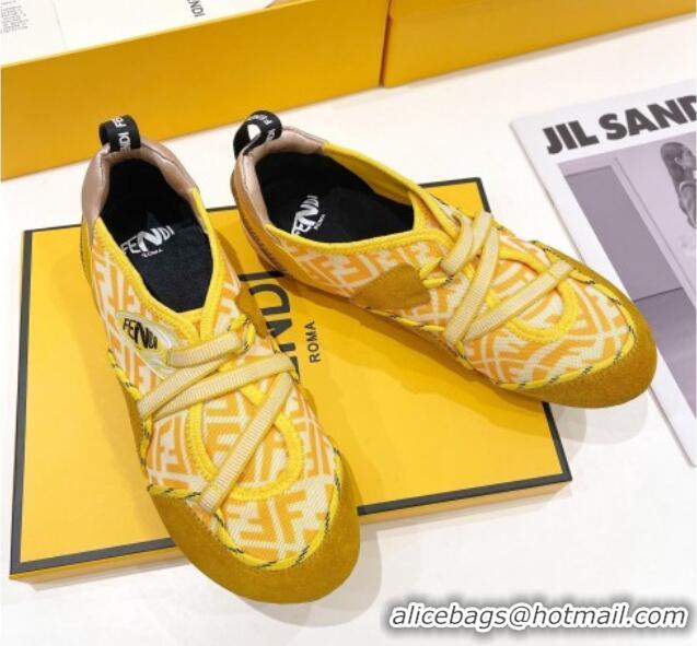 Most Popular Fendi Flex Sneakers in Yellow Suede and Mesh 092456