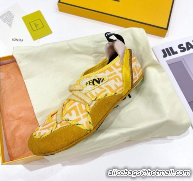 Most Popular Fendi Flex Sneakers in Yellow Suede and Mesh 092456