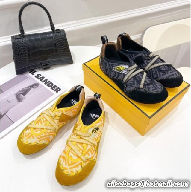 Most Popular Fendi Flex Sneakers in Yellow Suede and Mesh 092456