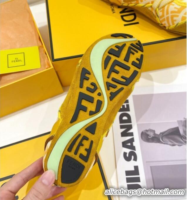 Most Popular Fendi Flex Sneakers in Yellow Suede and Mesh 092456