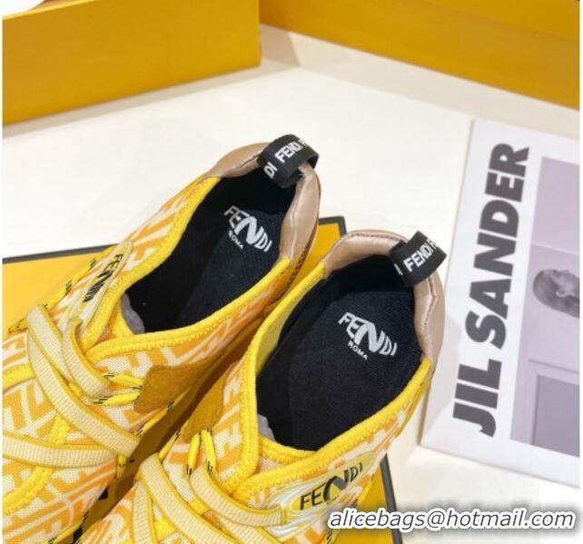 Most Popular Fendi Flex Sneakers in Yellow Suede and Mesh 092456