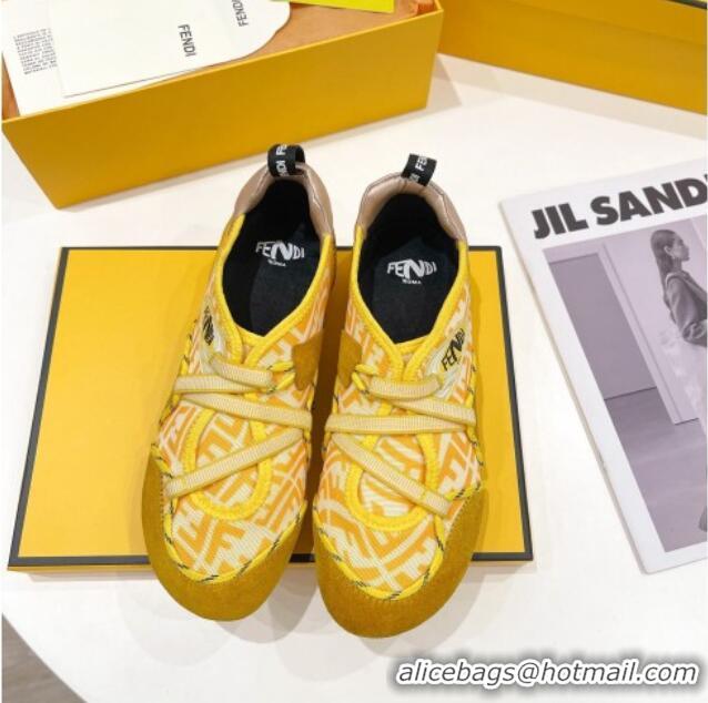 Most Popular Fendi Flex Sneakers in Yellow Suede and Mesh 092456